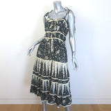 Ulla Johnson Indah Dress Tie-Strap Midi Dress Navy/Cream Floral Print Size 8 NEW