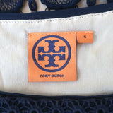 Tory Burch Janeen Crochet Lace Top Navy Size 6 Long Sleeve Blouse
