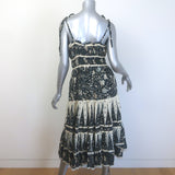 Ulla Johnson Indah Dress Tie-Strap Midi Dress Navy/Cream Floral Print Size 8 NEW