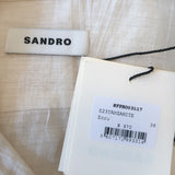 Sandro Tanzanite Ruffled Shirtdress Ecru Size 36 Short Sleeve Mini Dress NEW