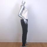 Brunello Cucinelli Two-Tone Sleeveless Jumpsuit Cream/Charcoal Silk Size Medium