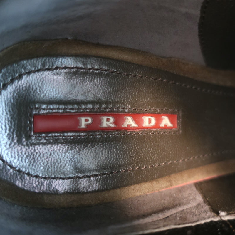 Prada Linea Rossa Gum Sole Chelsea Boots Brown Suede Size 37