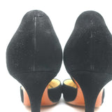 Celine D'Orsay Pumps Black Suede Size 38.5 Pointed Toe Heels