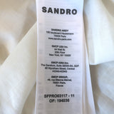 Sandro Tanzanite Ruffled Shirtdress Ecru Size 36 Short Sleeve Mini Dress NEW