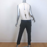 Brunello Cucinelli Two-Tone Sleeveless Jumpsuit Cream/Charcoal Silk Size Medium