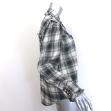 Polo Ralph Lauren Ruffle-Trim Plaid Western Shirt Black/Cream Size Medium NEW