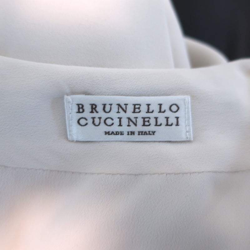 Brunello Cucinelli Two-Tone Sleeveless Jumpsuit Cream/Charcoal Silk Size Medium