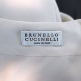 Brunello Cucinelli Two-Tone Sleeveless Jumpsuit Cream/Charcoal Silk Size Medium