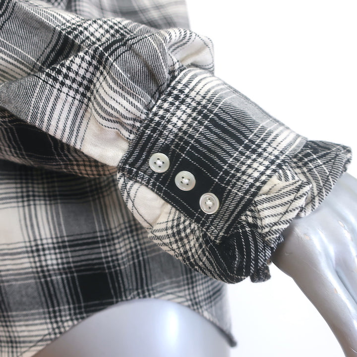 Polo Ralph Lauren Ruffle-Trim Plaid Western Shirt Black/Cream Size Medium NEW