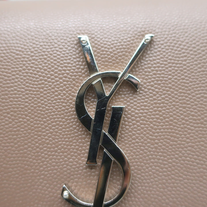 Saint Laurent Kate Small Chain Strap Crossbody Bag Mocha Grained Leather