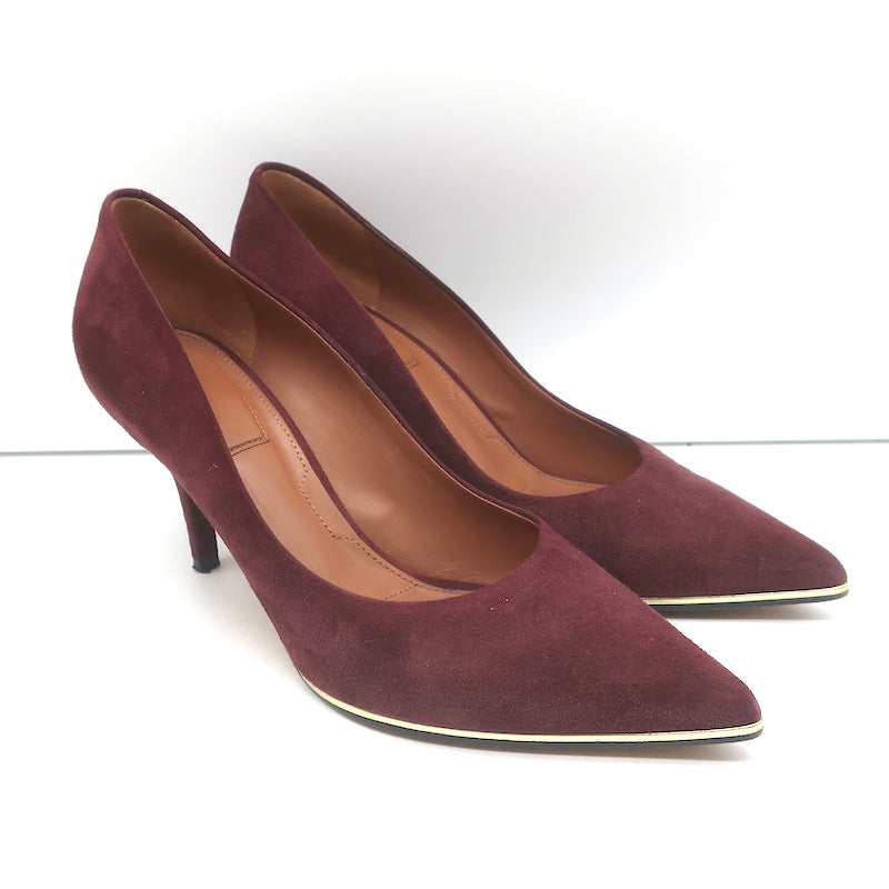 Chic / Beautiful Burgundy Prom Suede Womens Shoes 2020 Leather Bow 4 cm  Stiletto Heels Low Heel