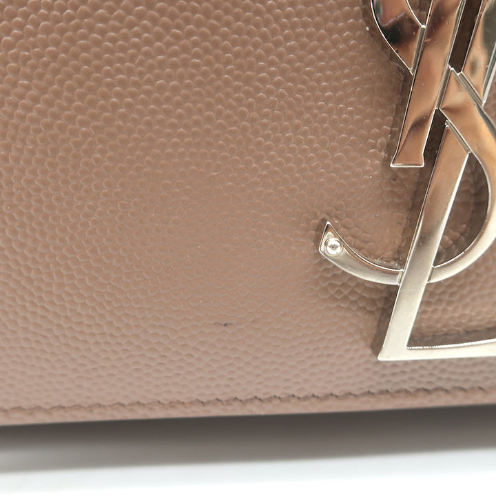Saint Laurent Kate Small Chain Strap Crossbody Bag Mocha Grained Leather