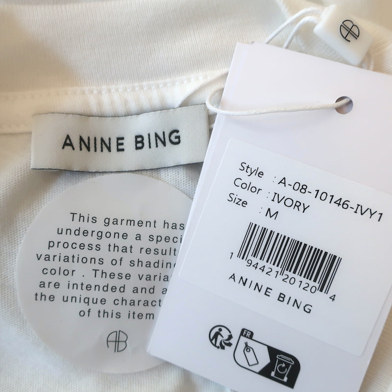 ANINE BING Walker Take A Trip With Me Tee White Cotton Size Medium NEW