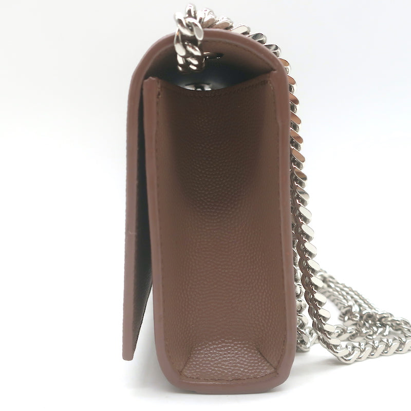 Saint Laurent Kate Small Chain Strap Crossbody Bag Mocha Grained Leather