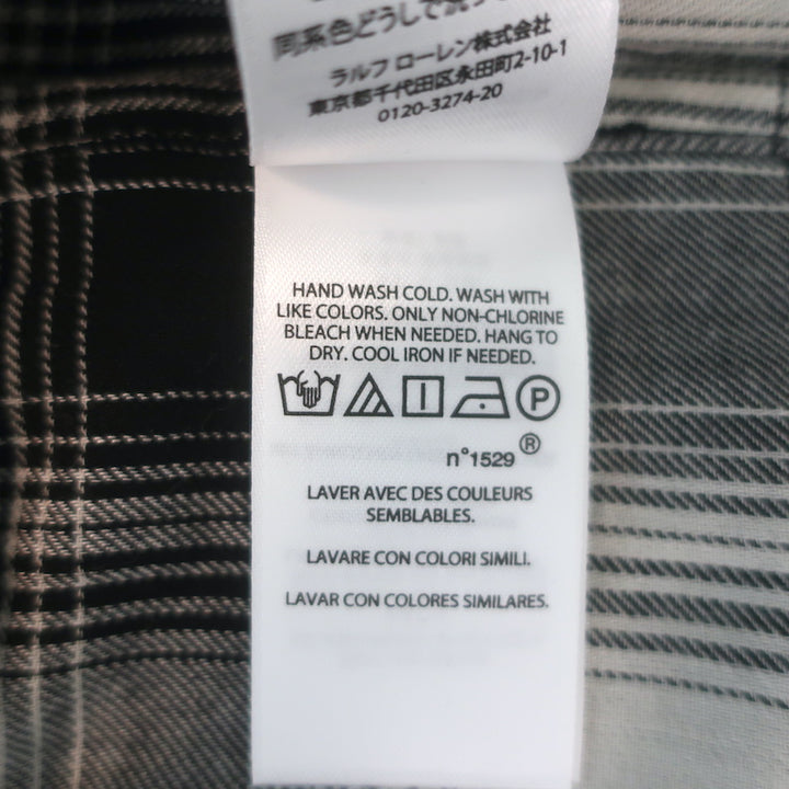 Polo Ralph Lauren Ruffle-Trim Plaid Western Shirt Black/Cream Size Medium NEW