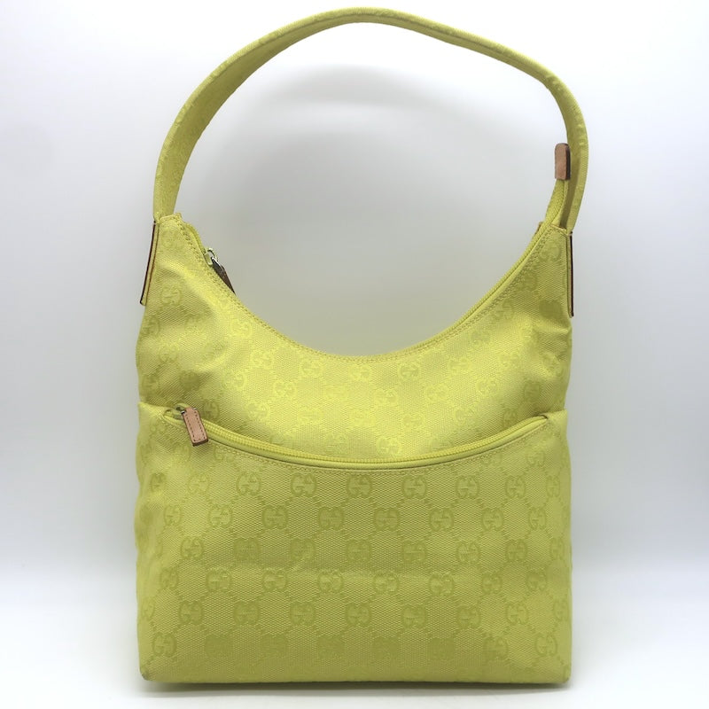 Vintage Gucci GG Monogram Canvas Front-Pocket Small Hobo Bag Chartreuse