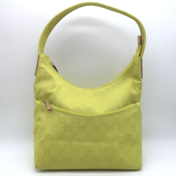Vintage Gucci GG Monogram Canvas Front-Pocket Small Hobo Bag Chartreuse