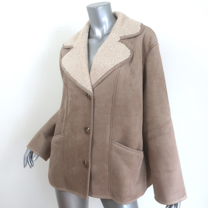 Velvet by Graham &amp; Spencer Molly Luxe Sherpa Jacket Sand Faux Suede Size Small