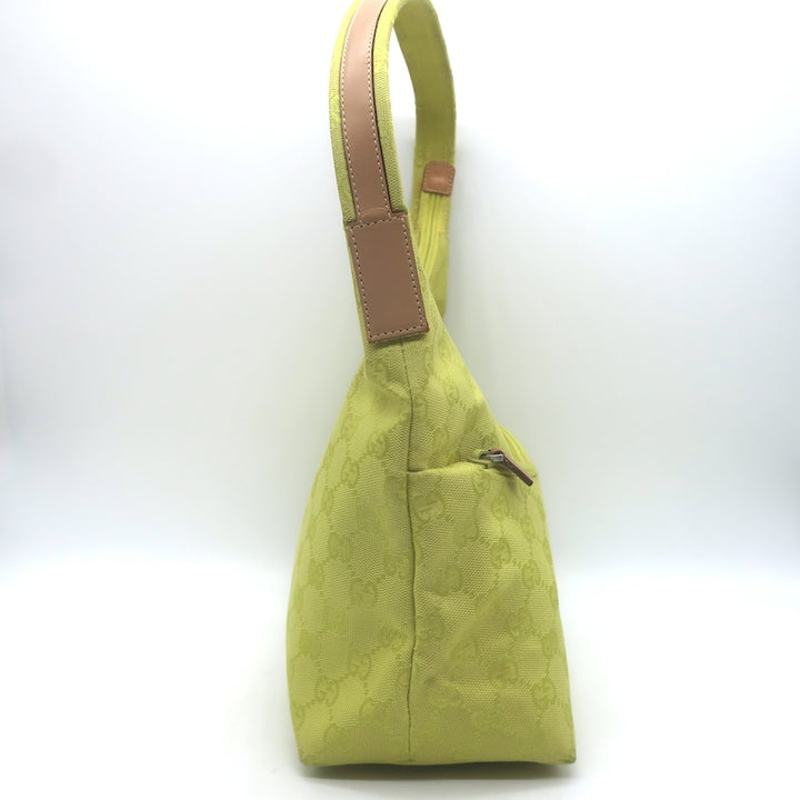 Vintage Gucci GG Monogram Canvas Front-Pocket Small Hobo Bag Chartreuse