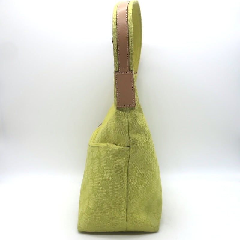Vintage Gucci GG Monogram Canvas Front-Pocket Small Hobo Bag Chartreuse