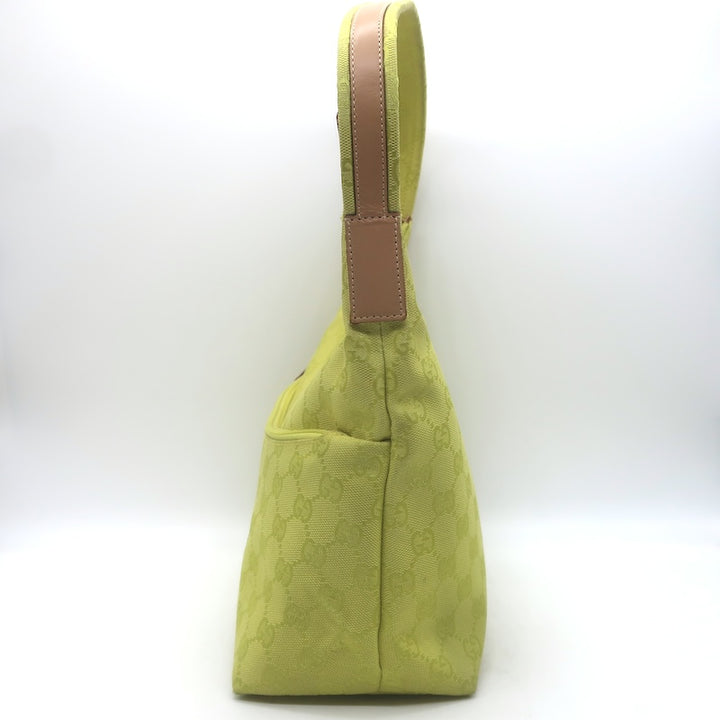 Vintage Gucci GG Monogram Canvas Front-Pocket Small Hobo Bag Chartreuse