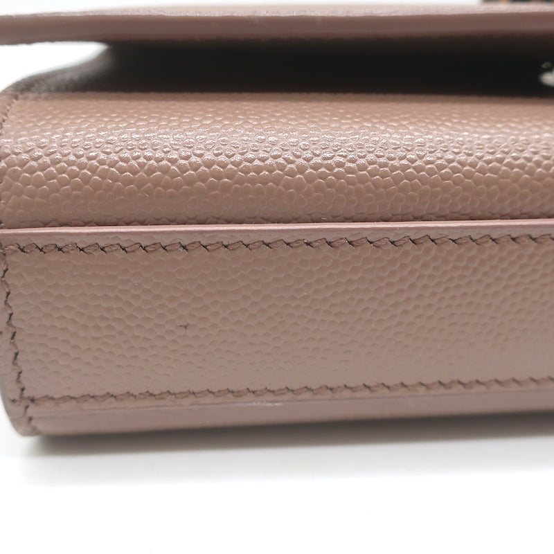 Saint Laurent Kate Small Chain Strap Crossbody Bag Mocha Grained Leather