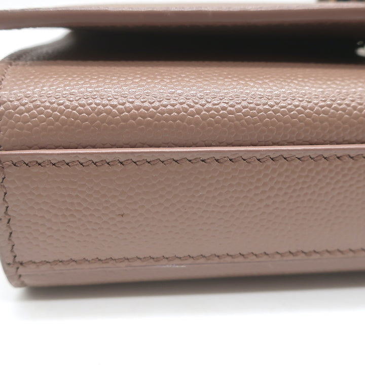 Saint Laurent Kate Small Chain Strap Crossbody Bag Mocha Grained Leather