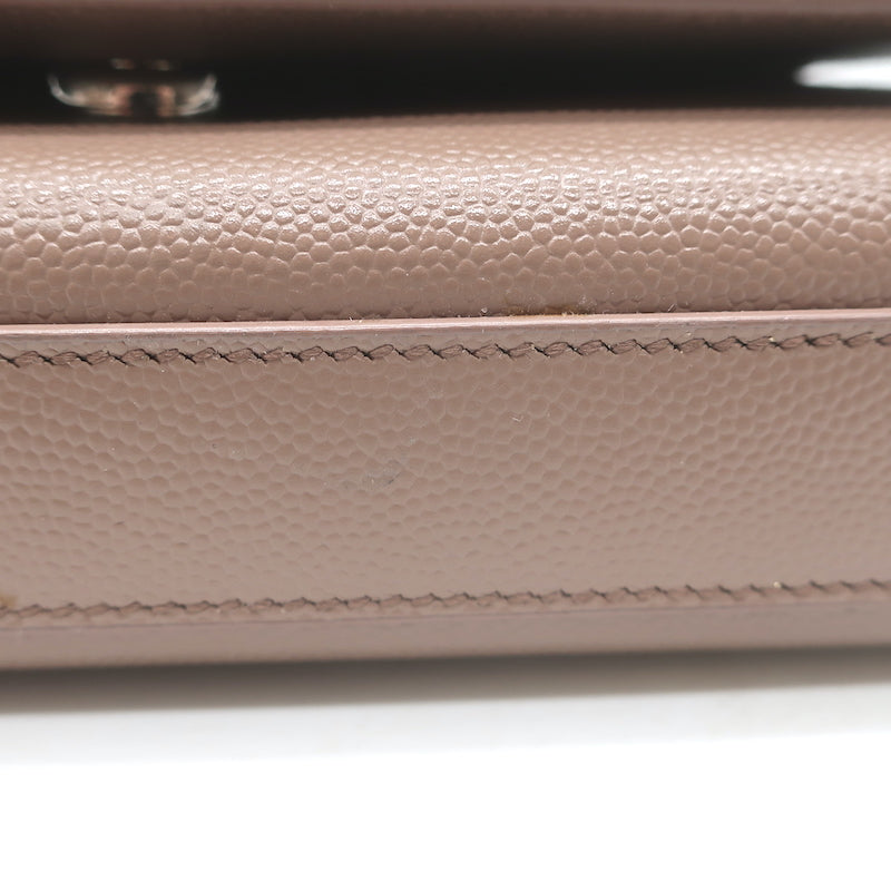 Saint Laurent Kate Small Chain Strap Crossbody Bag Mocha Grained Leather