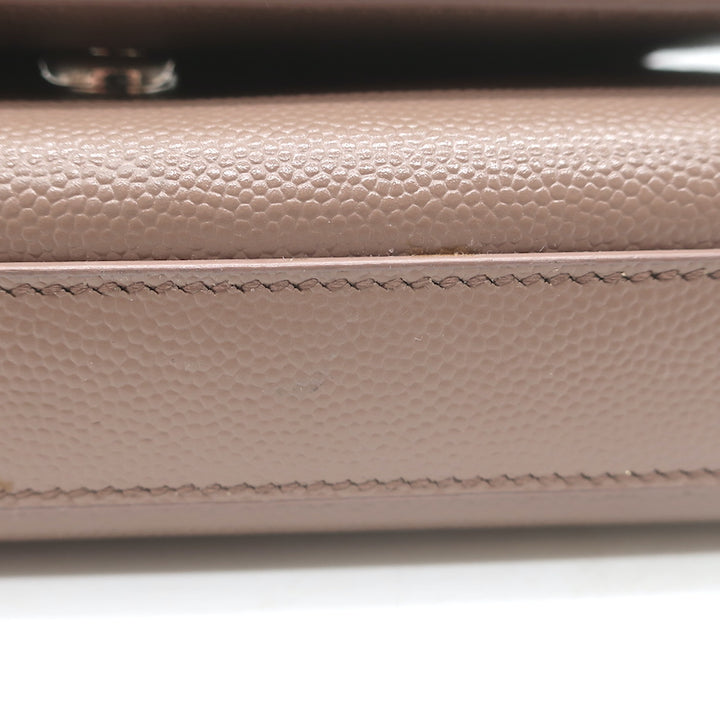 Saint Laurent Kate Small Chain Strap Crossbody Bag Mocha Grained Leather