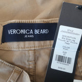 Veronica Beard Mia Wide Leg High Rise Trousers Khaki Stretch Cotton Size 25 NEW