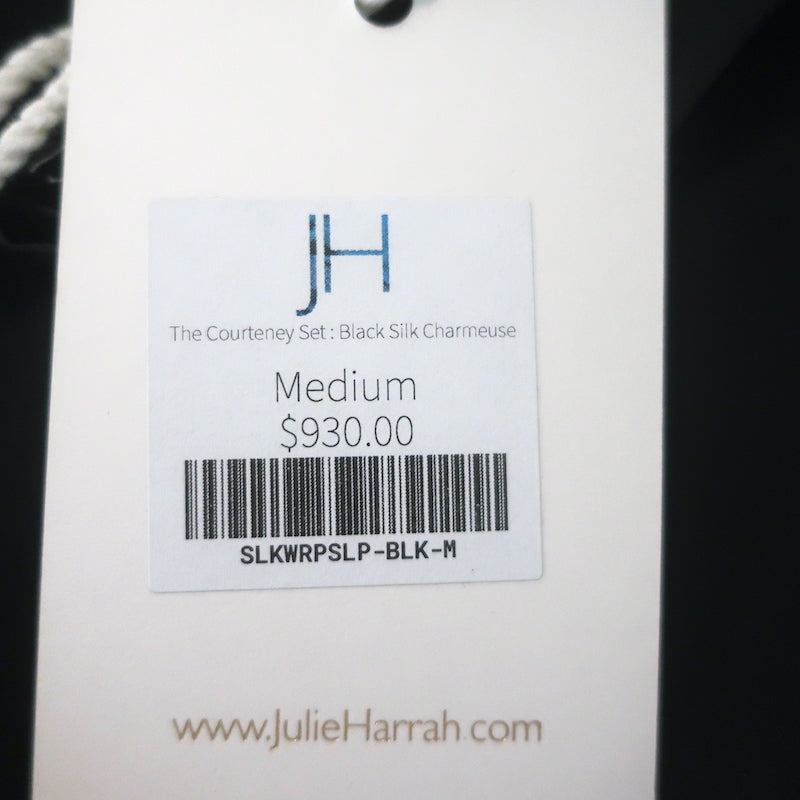Julie Harrah The Courteney Slip Dress &amp; Top Set Black Charmeuse Size Medium NEW
