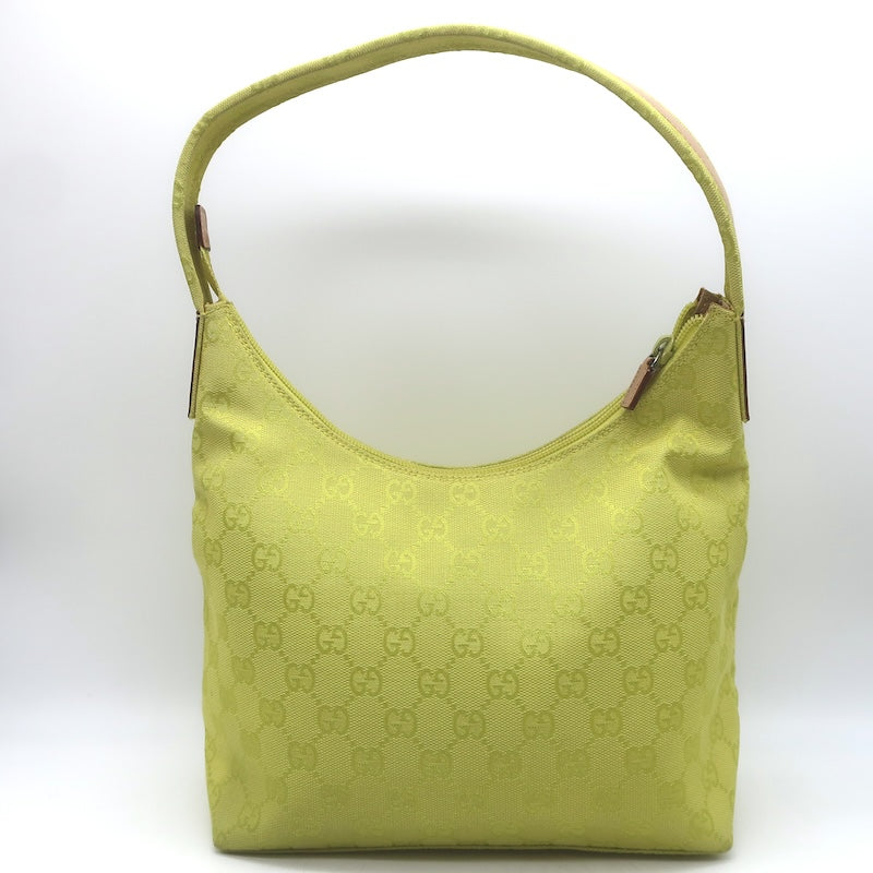 Vintage Gucci GG Monogram Canvas Front-Pocket Small Hobo Bag Chartreuse