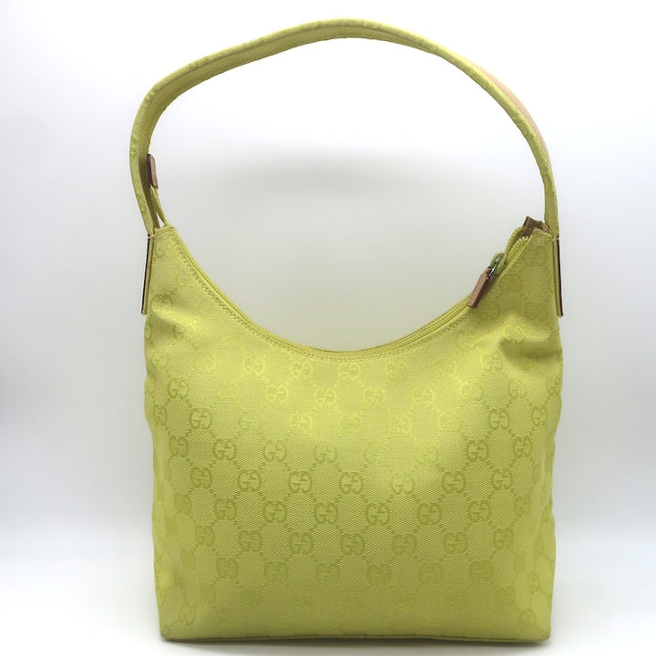 Vintage Gucci GG Monogram Canvas Front-Pocket Small Hobo Bag Chartreuse