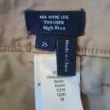 Veronica Beard Mia Wide Leg High Rise Trousers Khaki Stretch Cotton Size 25 NEW