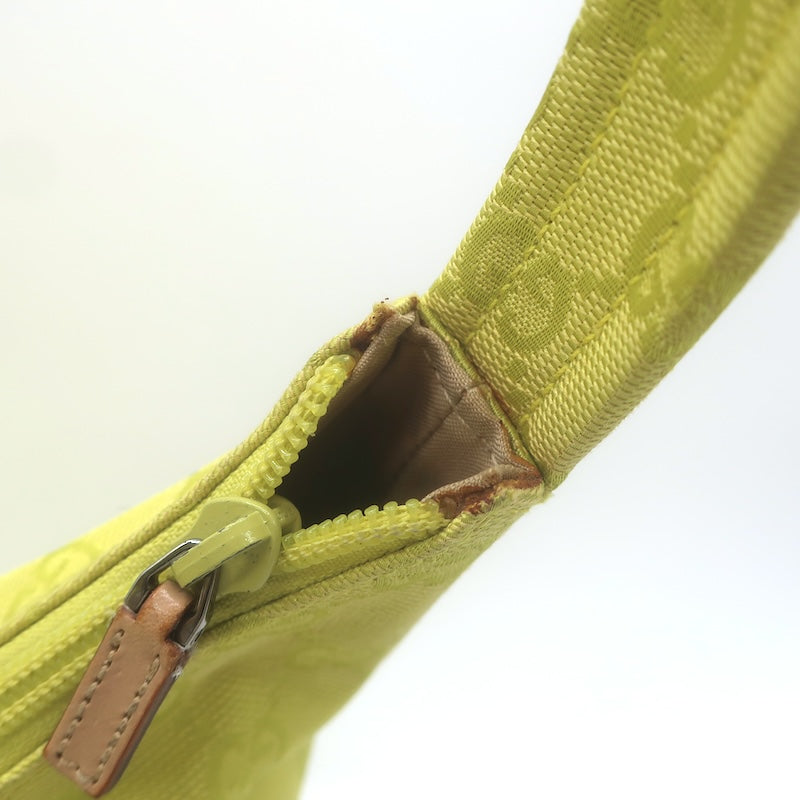 Vintage Gucci GG Monogram Canvas Front-Pocket Small Hobo Bag Chartreuse