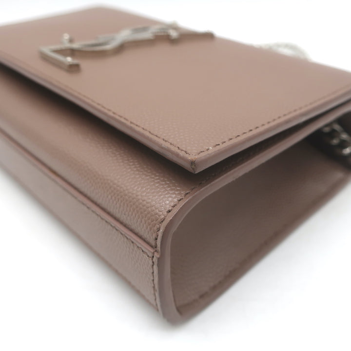 Saint Laurent Kate Small Chain Strap Crossbody Bag Mocha Grained Leather