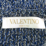 Valentino Star Intarsia Metallic Ribbed Knit Sweater Blue/Gold Size Large