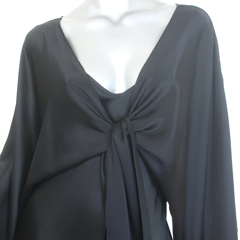 Julie Harrah The Courteney Slip Dress &amp; Top Set Black Charmeuse Size Medium NEW