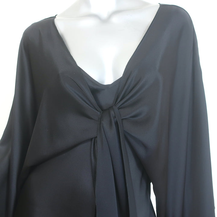 Julie Harrah The Courteney Slip Dress &amp; Top Set Black Charmeuse Size Medium NEW