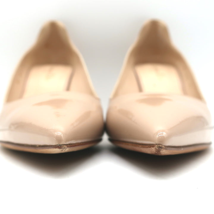 Christian Dior D-Moi Pumps Nude Patent Leather Size 38.5 Pointed Toe Heels