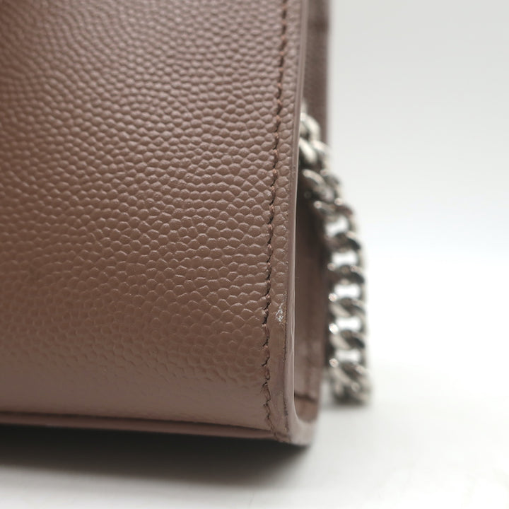 Saint Laurent Kate Small Chain Strap Crossbody Bag Mocha Grained Leather