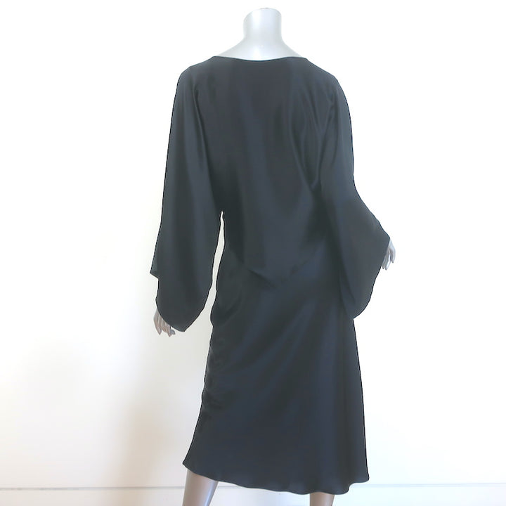 Julie Harrah The Courteney Slip Dress &amp; Top Set Black Charmeuse Size Medium NEW