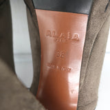 Alaia Platform Hiking Boots Brown Suede Size 38 Lace-Up Ankle Boots