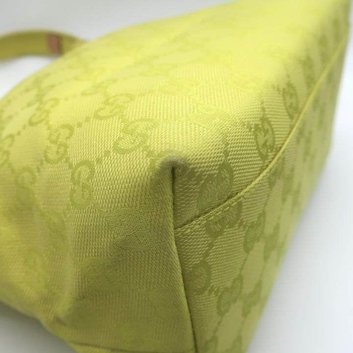 Vintage Gucci GG Monogram Canvas Front-Pocket Small Hobo Bag Chartreuse