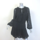 MISA Tassel-Tie Blouson Sleeve Lace Mini Dress Black Size Medium