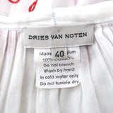 Dries Van Noten Tie-Neck Blouse White/Red Embroidered Cotton Size 40