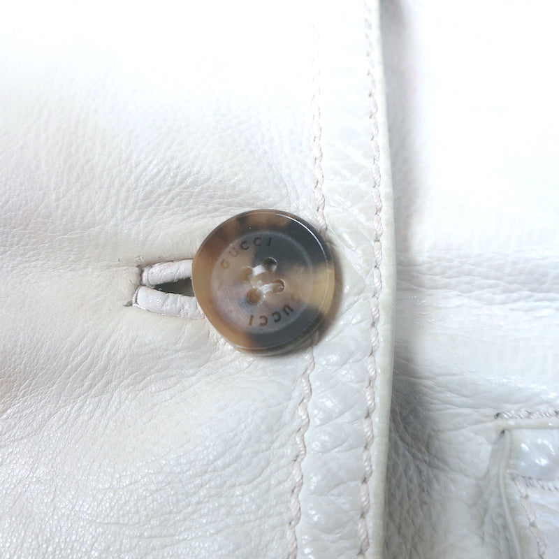 Gucci Leather Bomber Jacket Cream Size 40