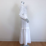 Co Essentials Tiered Midi Shirt Dress White Poplin Size Small