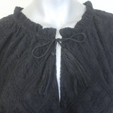 MISA Tassel-Tie Blouson Sleeve Lace Mini Dress Black Size Medium