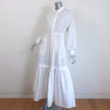 Co Essentials Tiered Midi Shirt Dress White Poplin Size Small